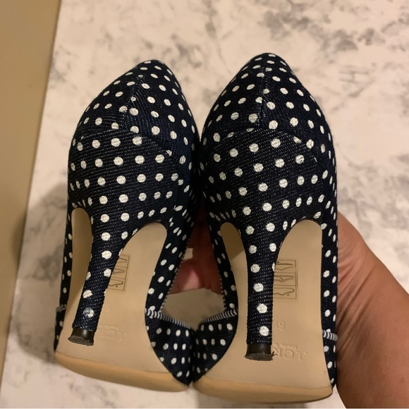 J. Crew Colette Navy & White Polka Dot Canvas Pointy Toe D’orsay Heels 6.5 - Picture 5 of 9